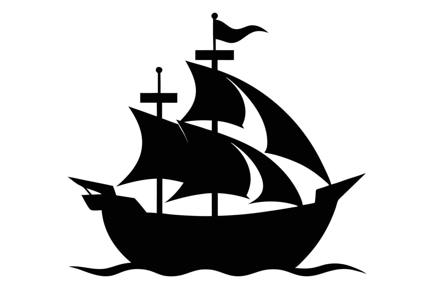 pirate ship sailing silhouette illustration vector
