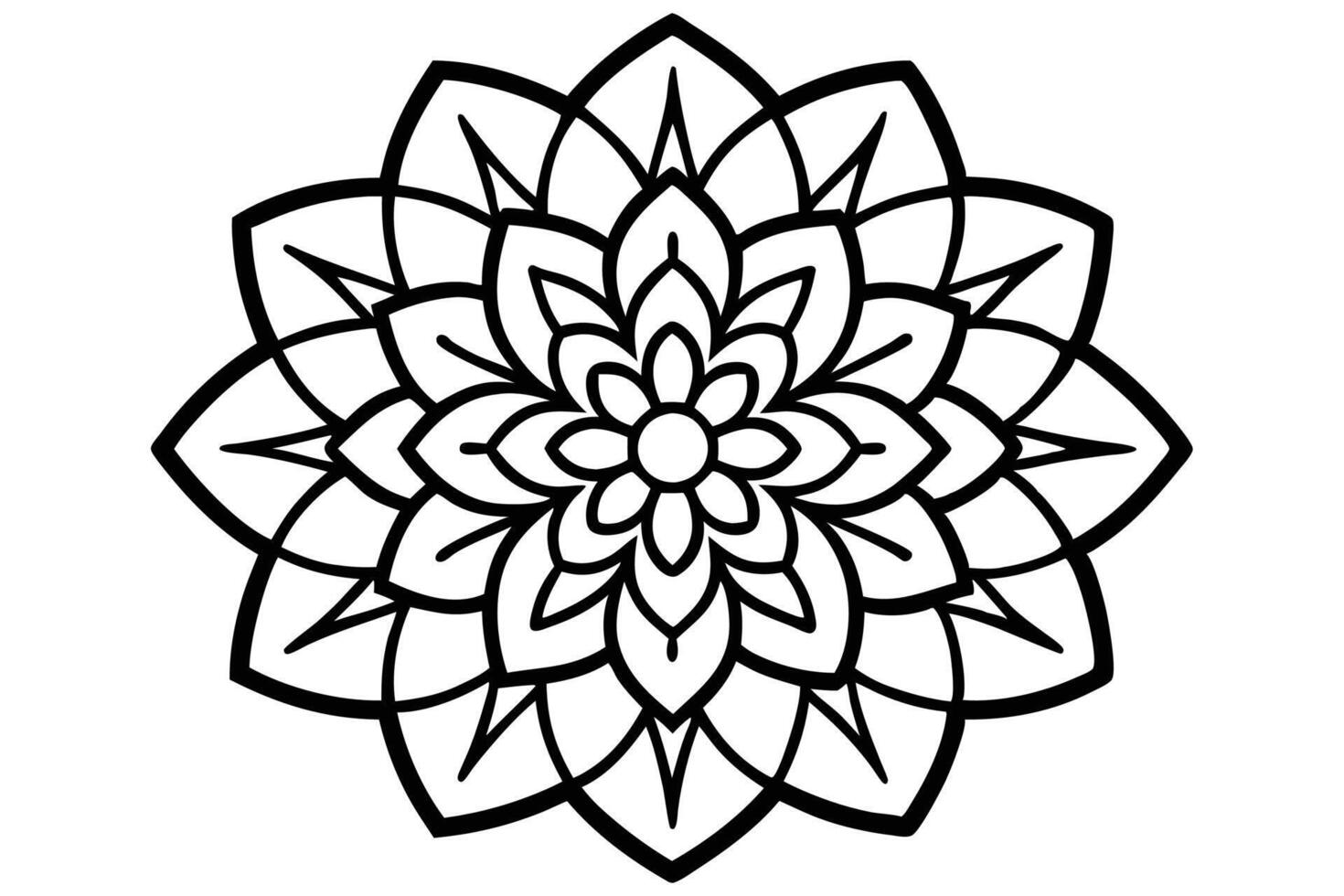 Mandala flower design line art illustration on white background vector