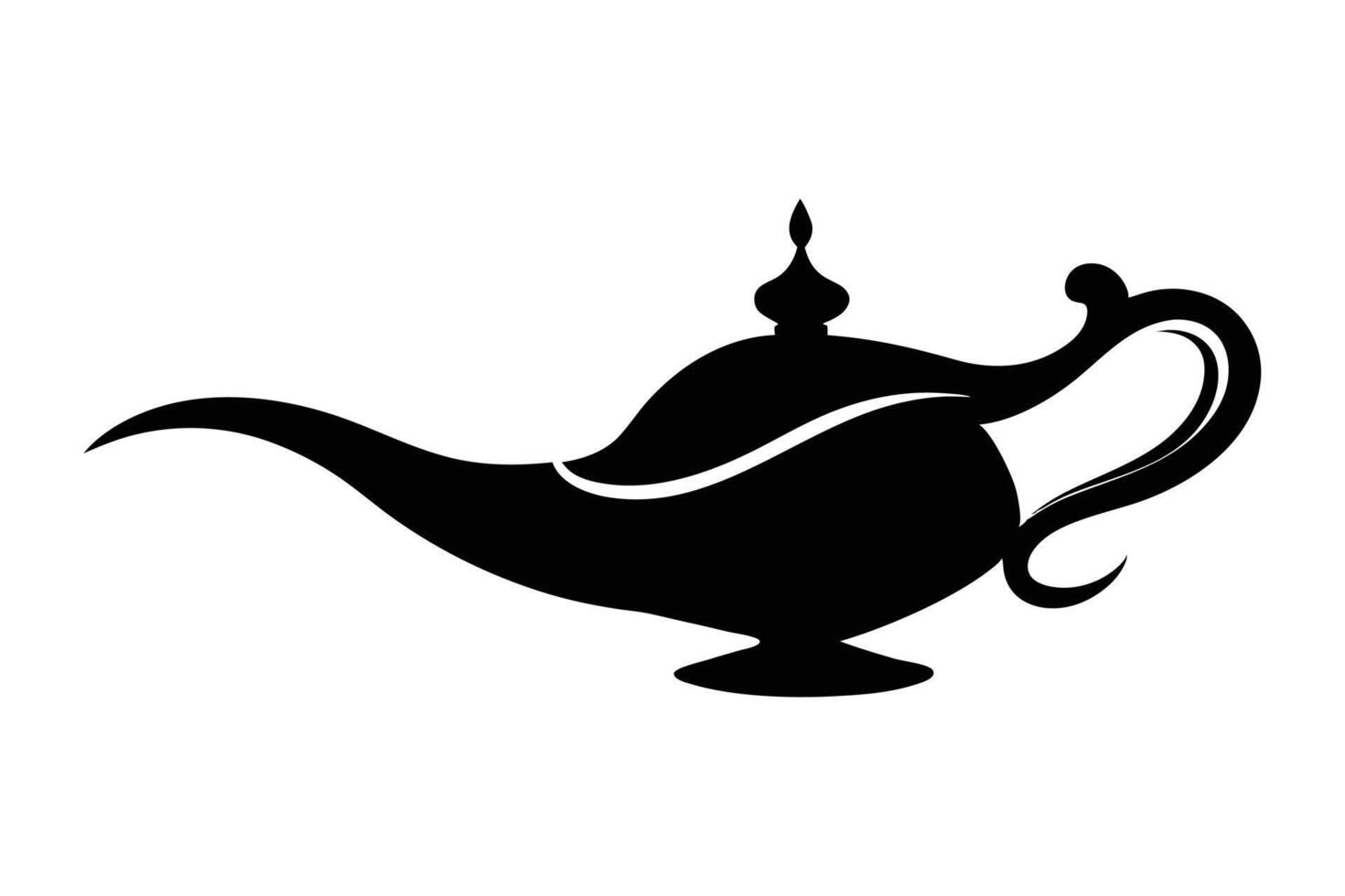 Aladdin Lamp silhouette icon isolated on white background vector
