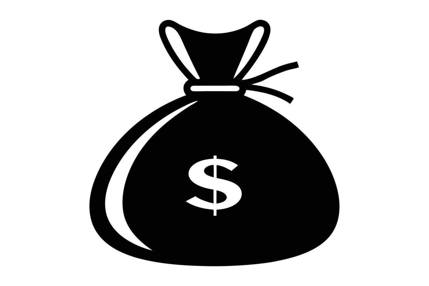 Bag of money with doller sign silhouette icon isolated on white background vector