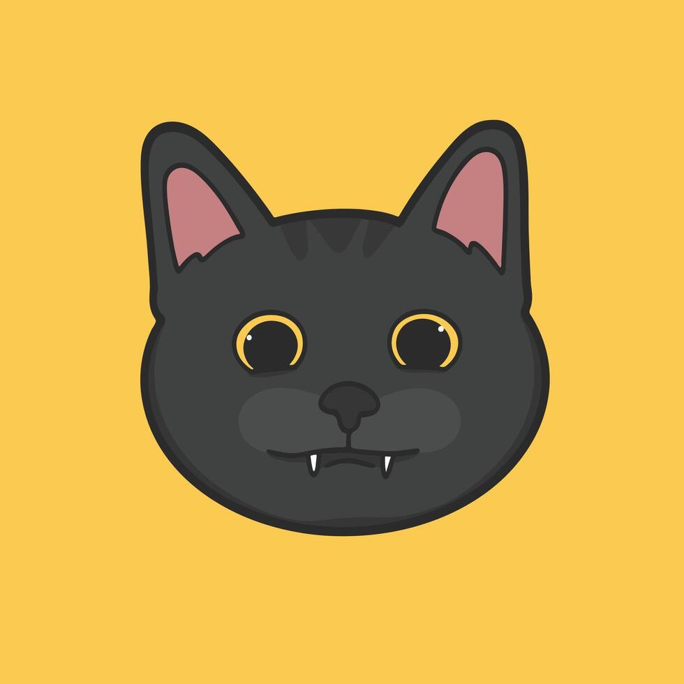 Smile Black Cat Meme Sticker Cute Illustration vector