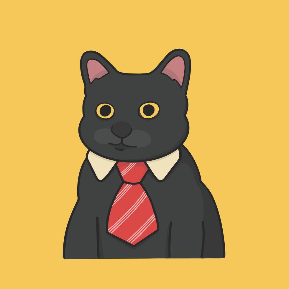 Manager Cat Meme Sticker Cute Illustration vector
