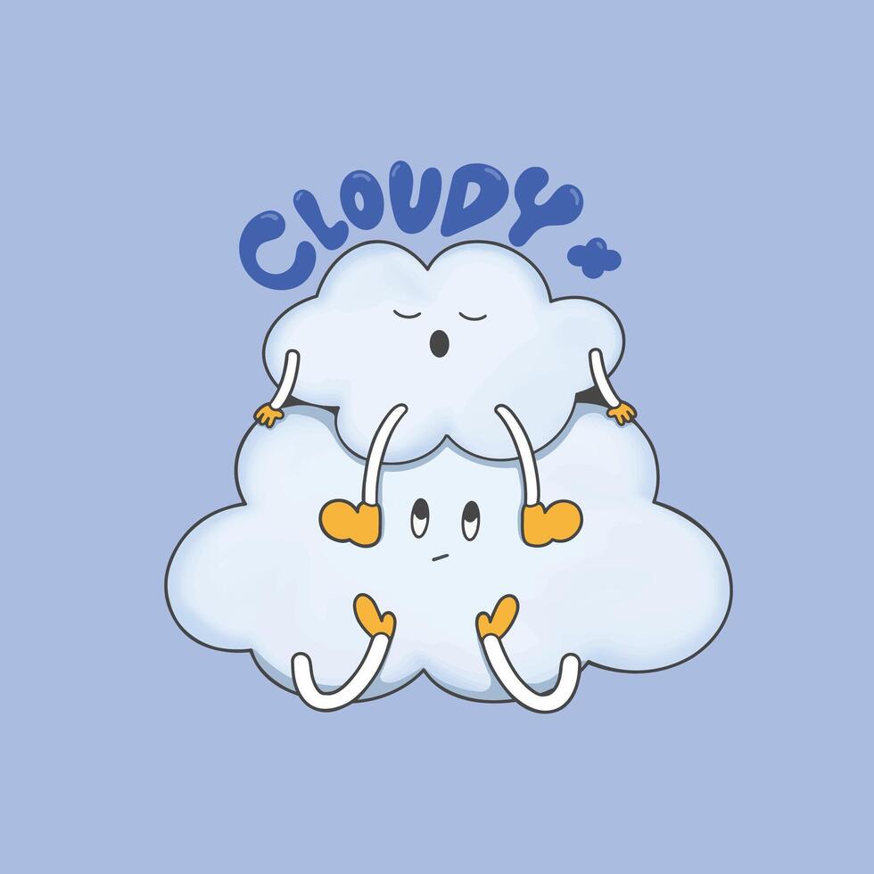 Cloudy Weather Sticker Cute Illustration vector