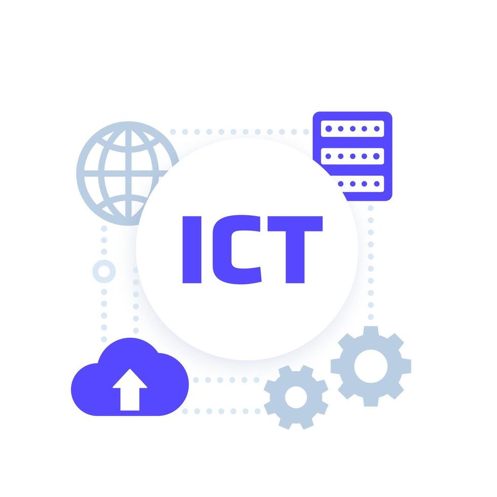 ICT , Information and communications technology concept vector
