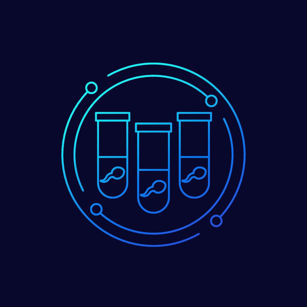 sperm tests icon, semen in tubes, linear design vector