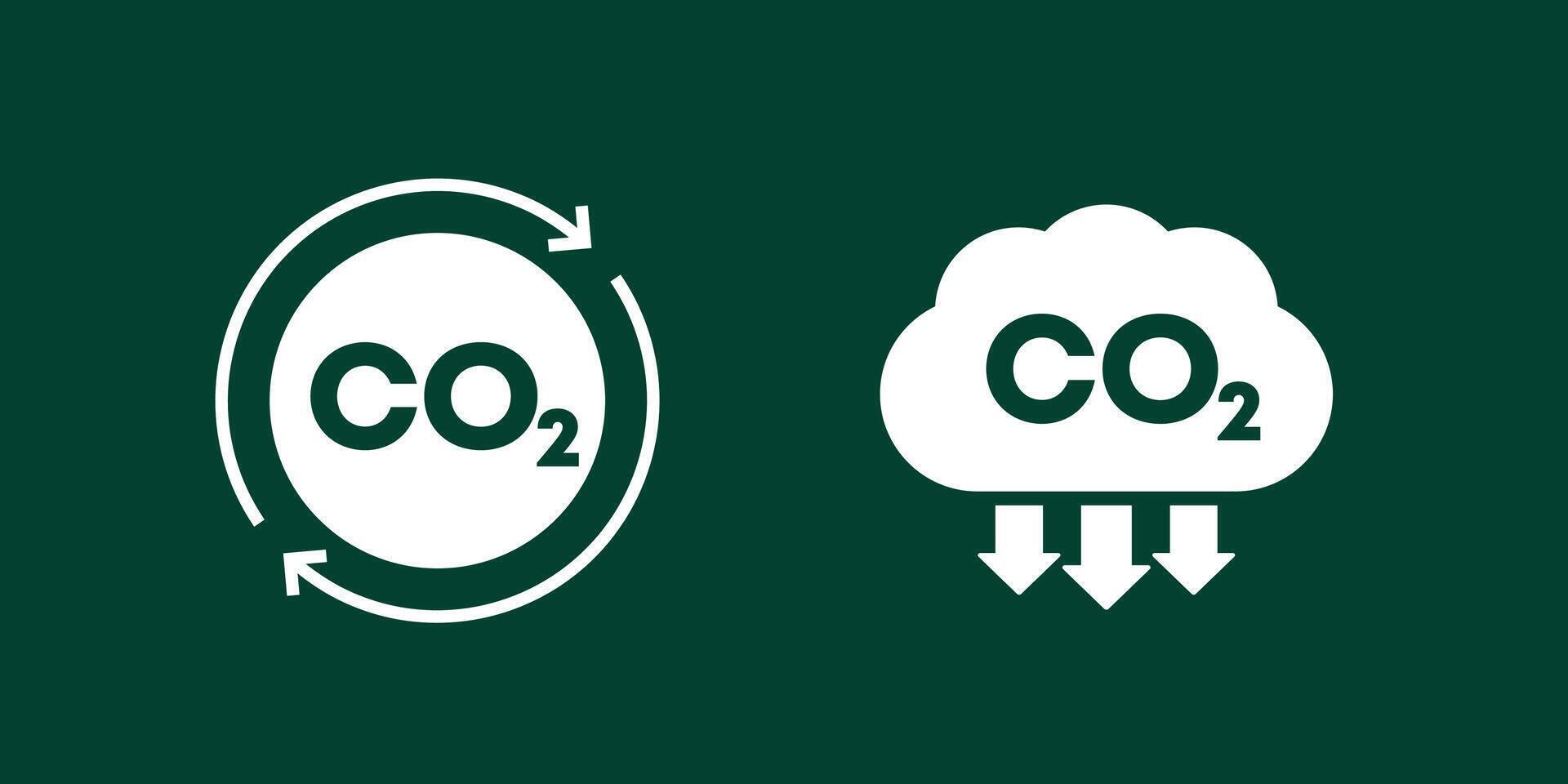 carbon offset and co2 gas reduction icons vector