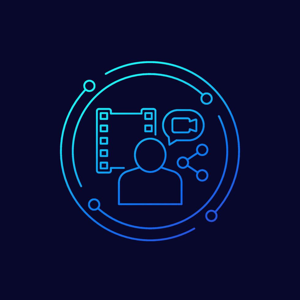 blogger, content creator icon, linear design vector
