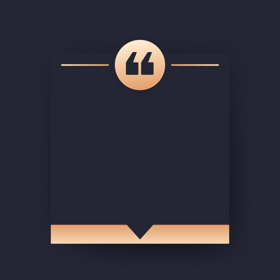 quote box for text, quotation frame design with gold elements vector