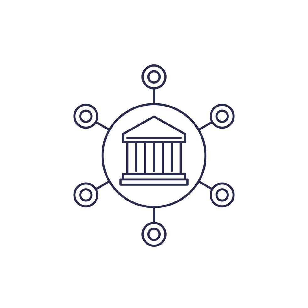 banking system line icon on white vector