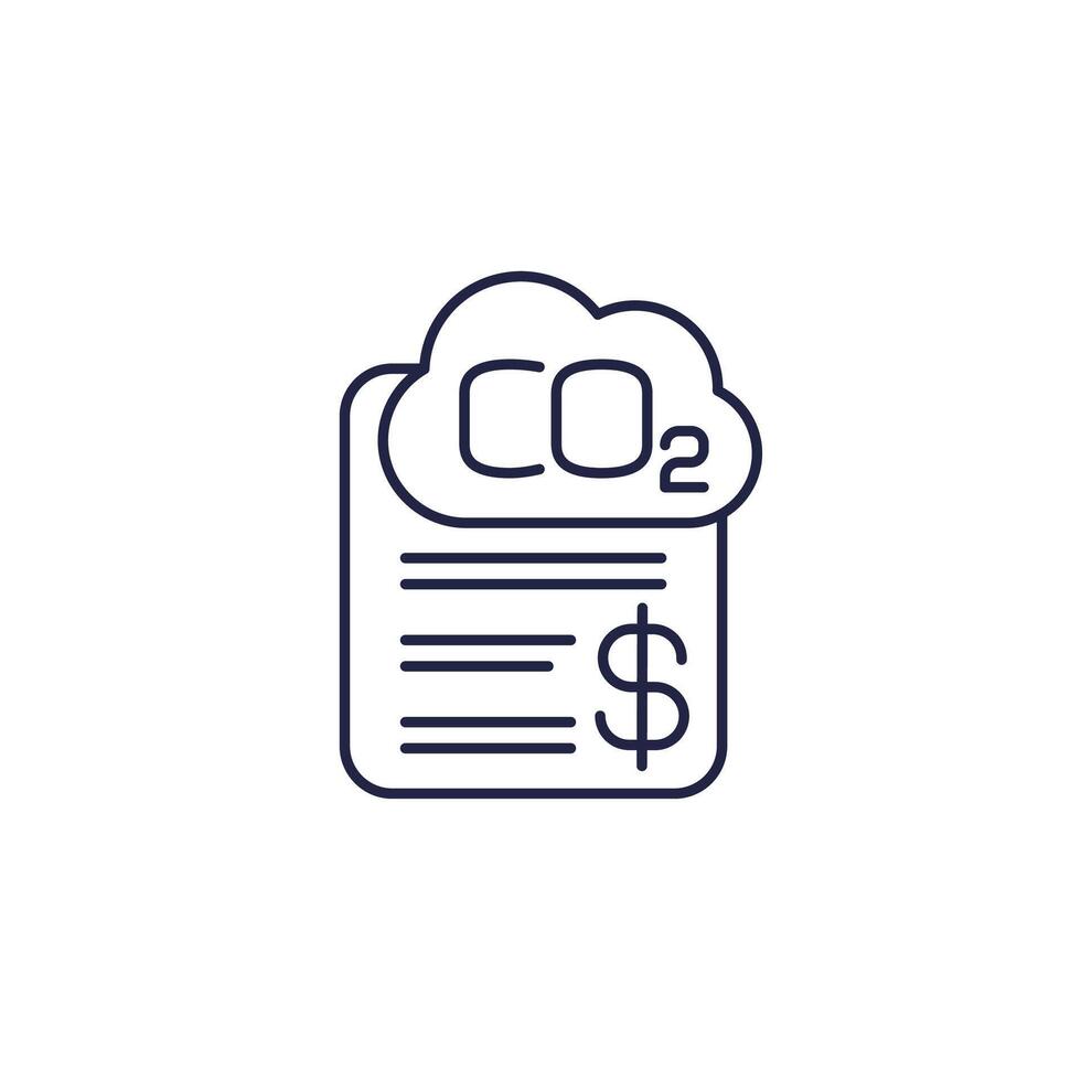 carbon credit line icon on white vector