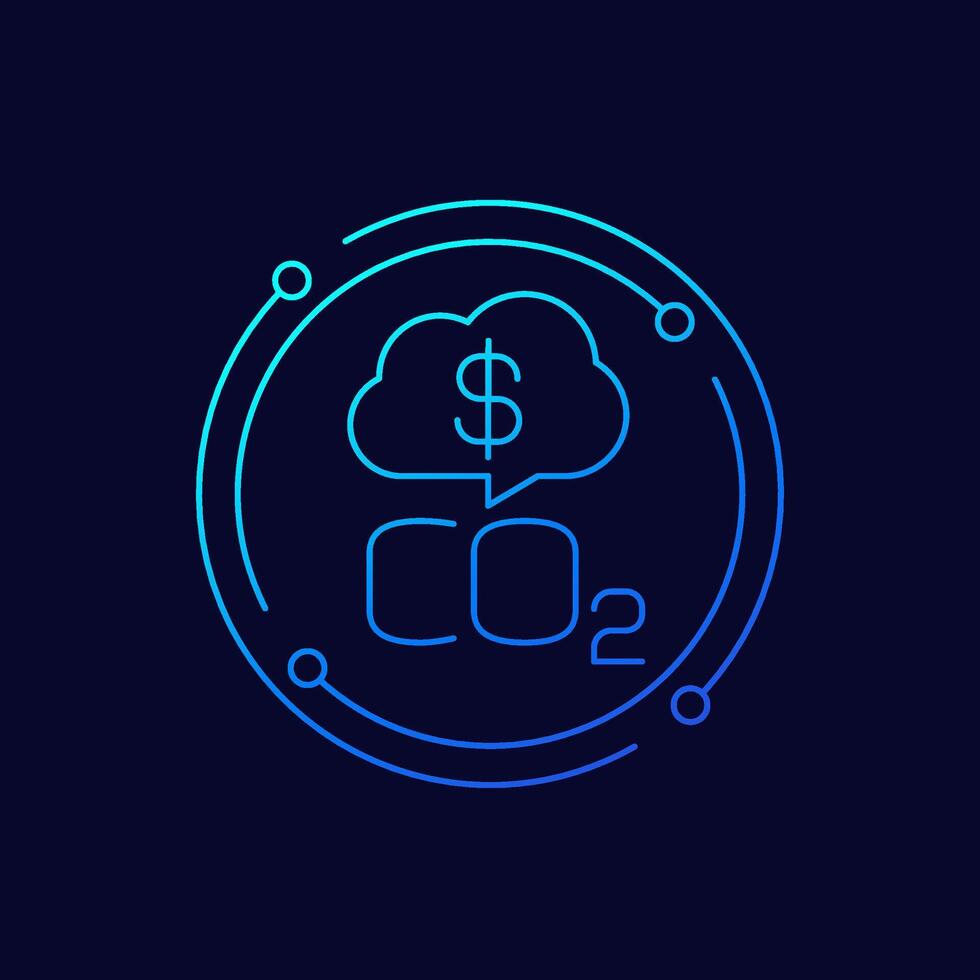 carbon credit icon, linear design vector