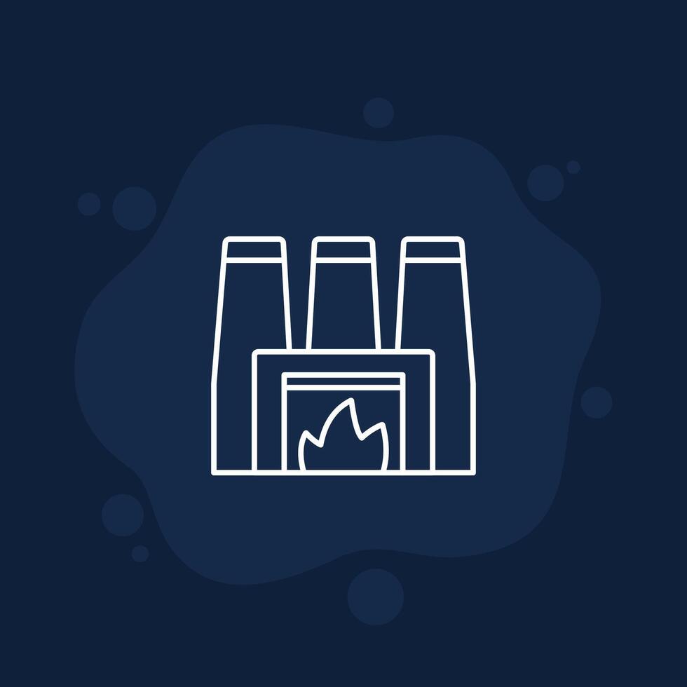 incineration plant, incinerator icon, line vector