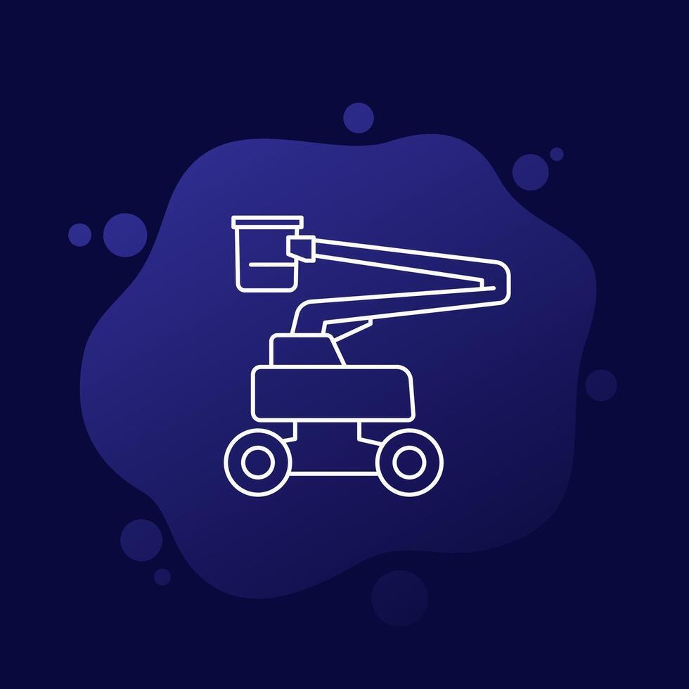aerial work platform line icon, AWP vector