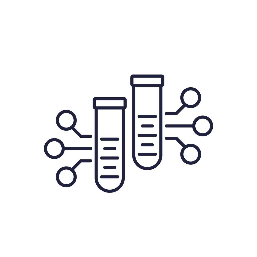 lab samples line icon with test tubes vector