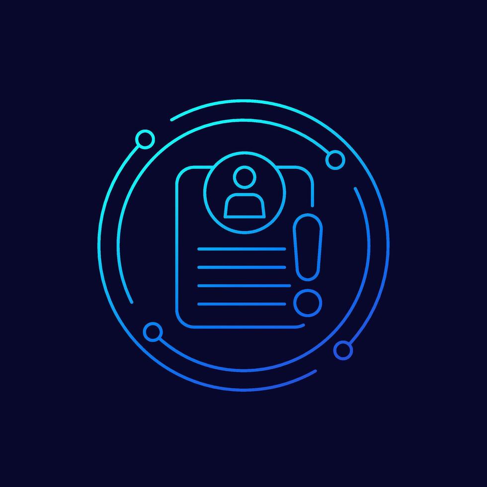 important personal data icon, linear design vector