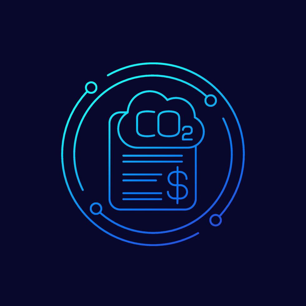 carbon credit icon in linear design vector
