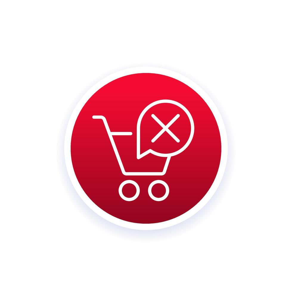failed order line icon with a shopping cart, vector