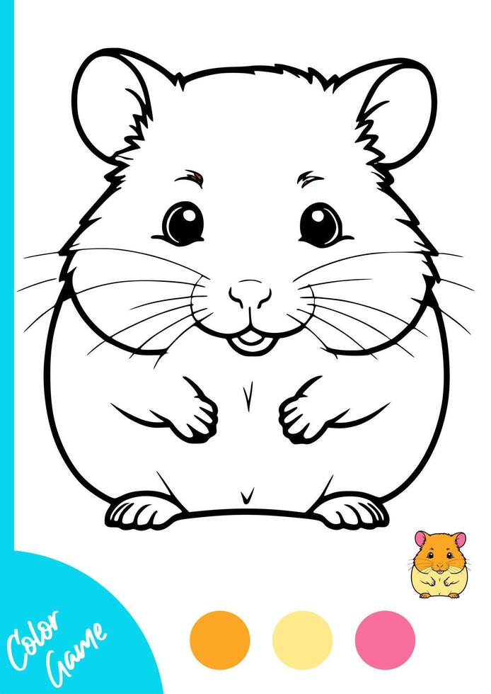 hamster coloring page with guide color vector