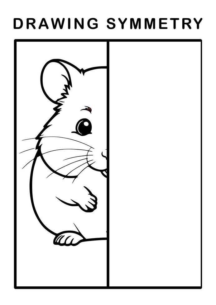 drawing symmetry hamster for kids vector