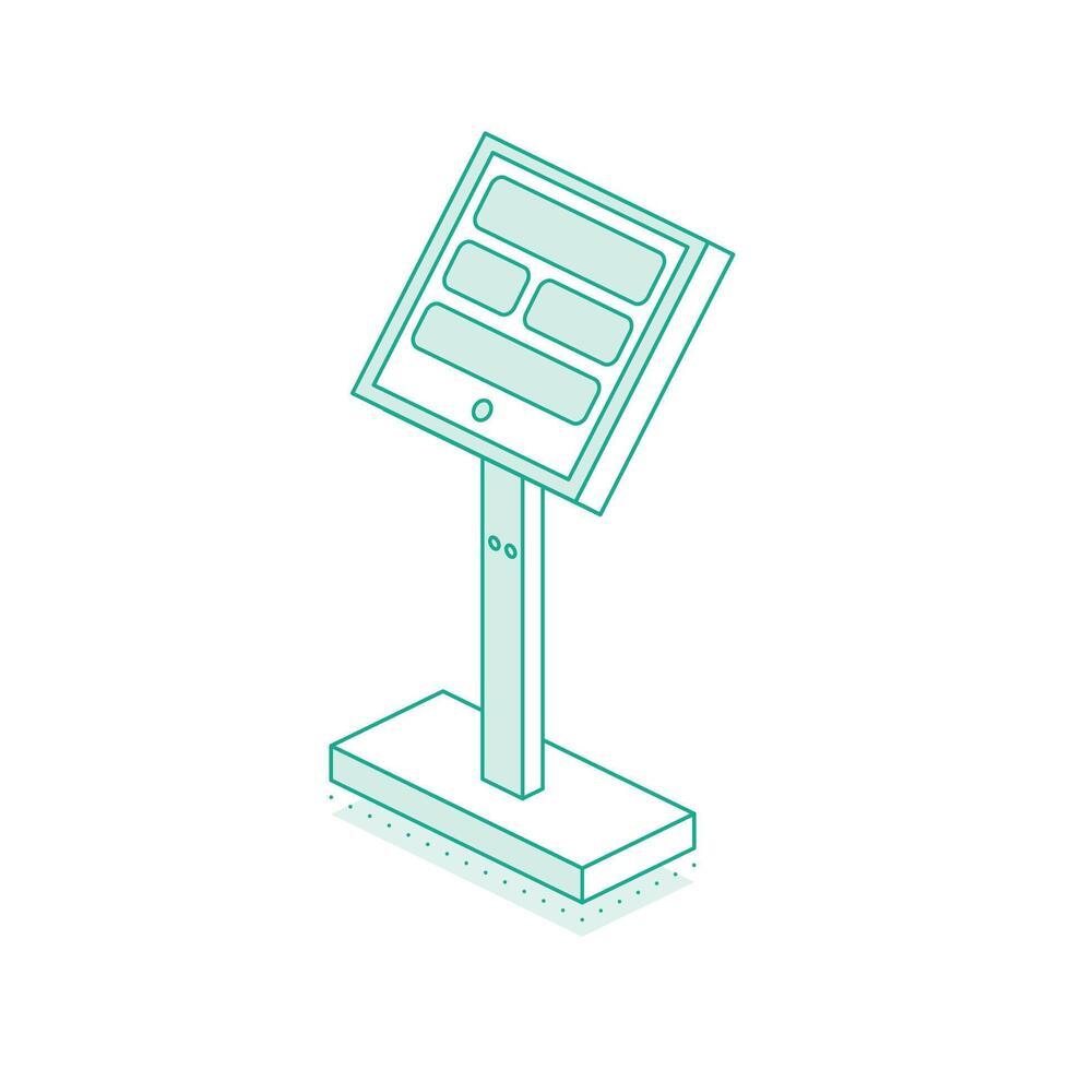 Isometric interactive kiosk. Self service terminal in subway or on train station isolated on white background. Providing information. vector