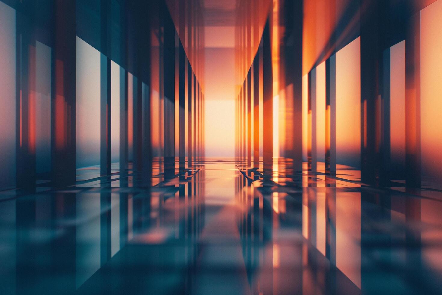 Abstract futuristic tunnel with light and reflections photo