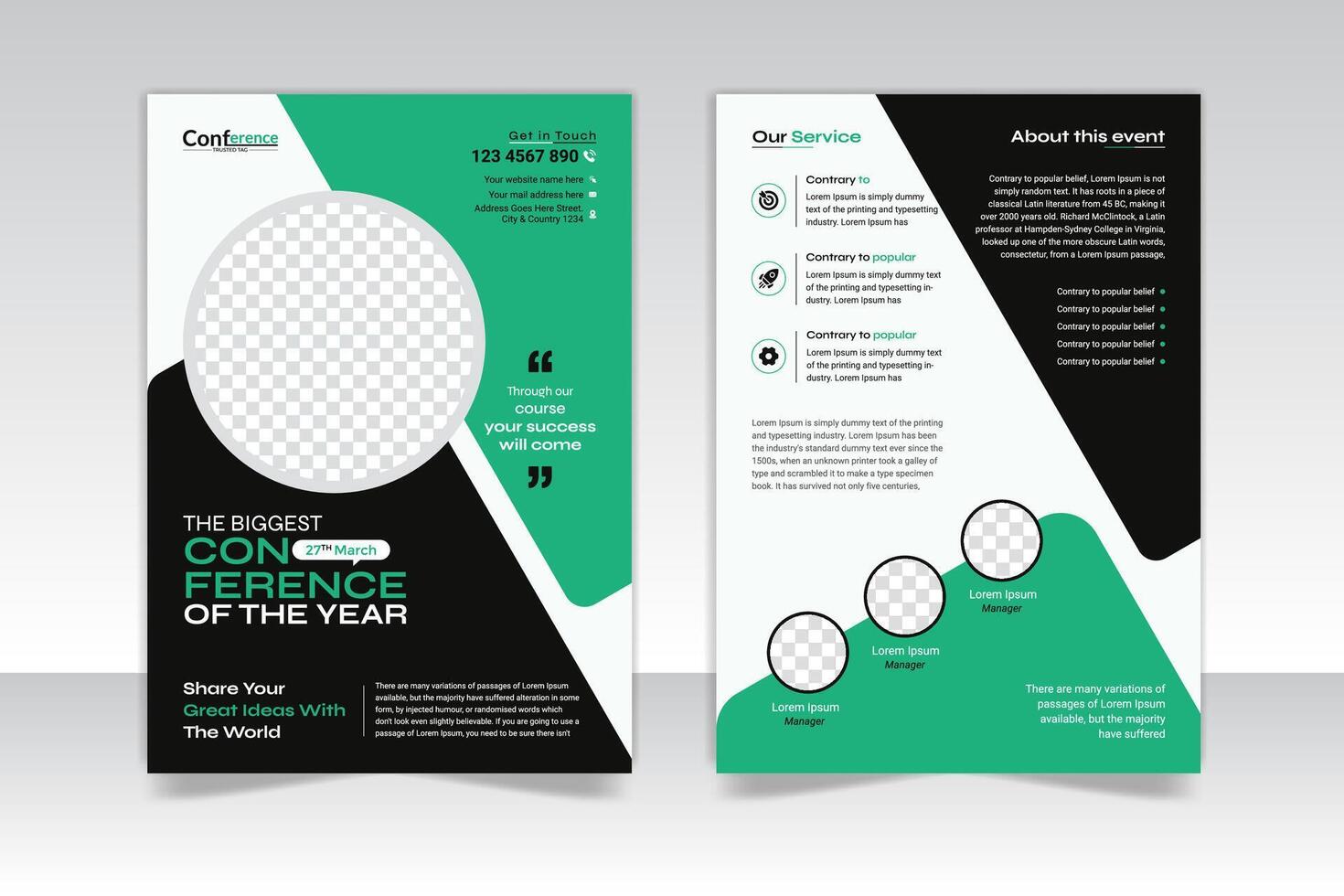 Training flyer template design and conference 2 page a4 flyer template design vector