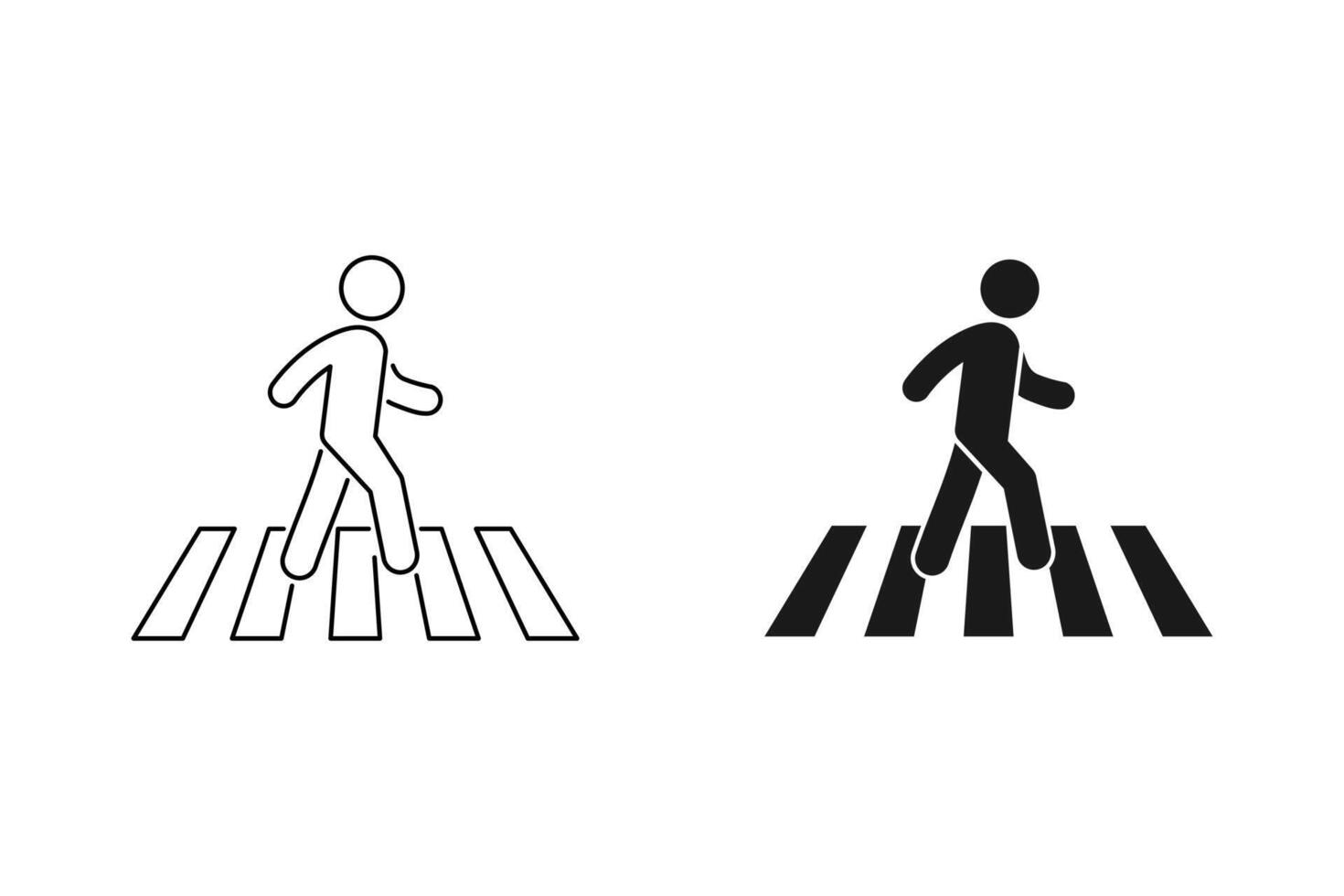 Crosswalk icon set. Pedestrian crossing icon illustration isolated on white background vector