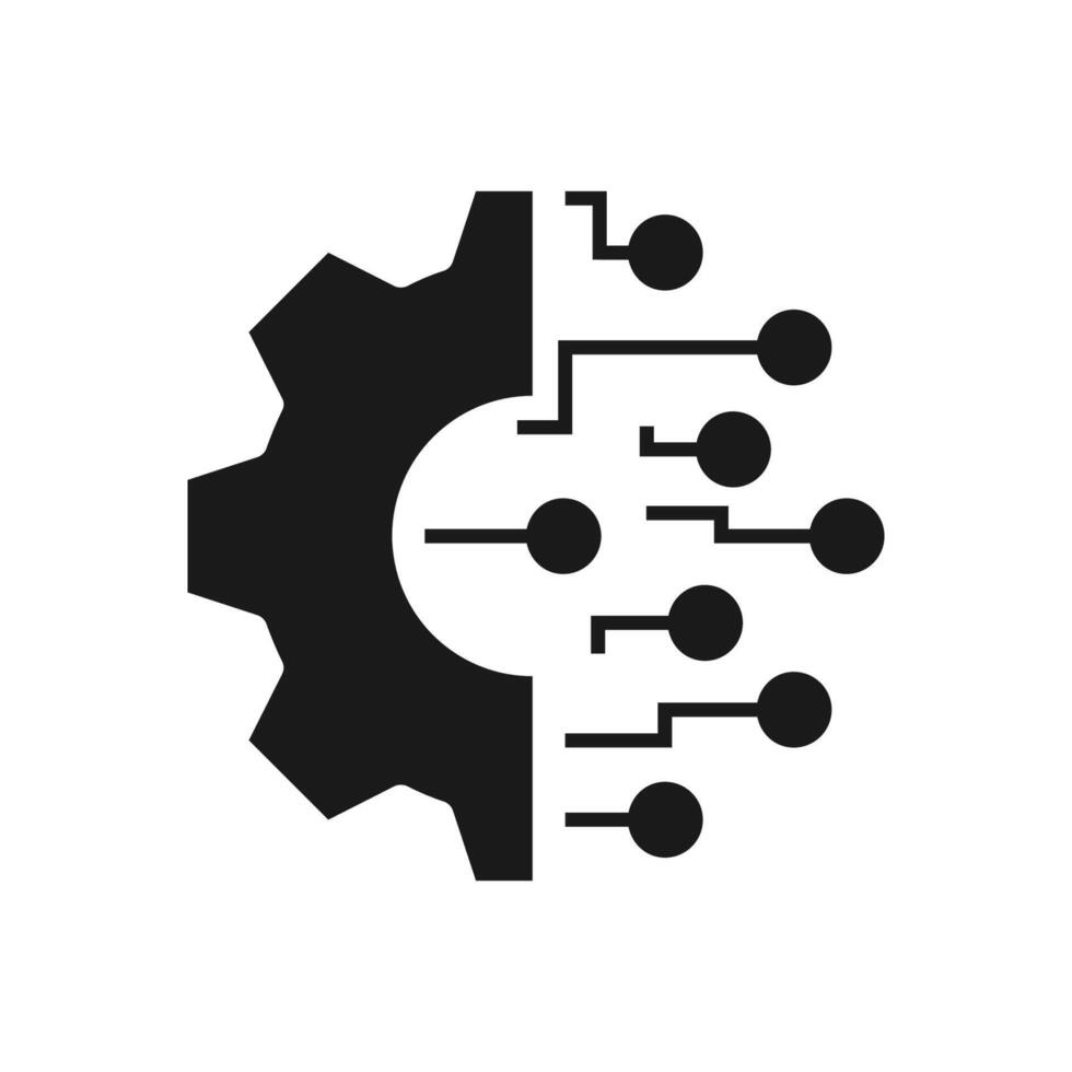 Digital technology gear icon concept isolated on white background. illustration. color editable vector