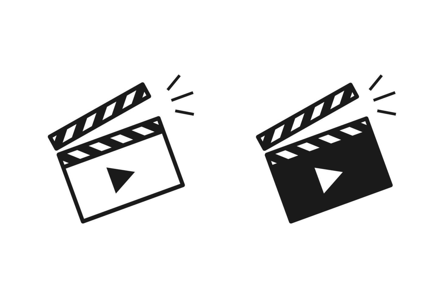 Clapper board icon set. Open and closed movie clapper. EPS 10 vector