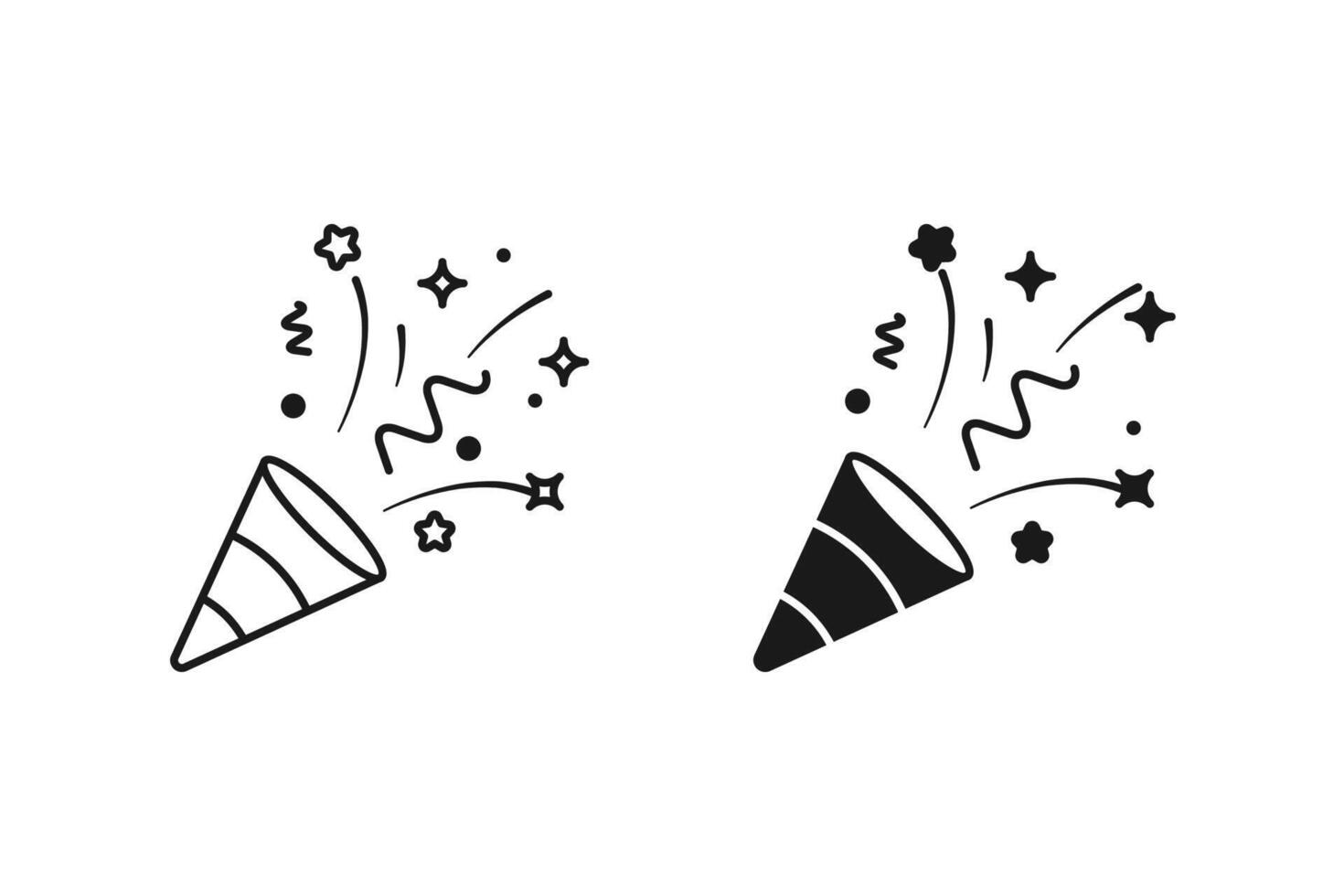 Confetti Popper icon , filled flat sign, solid and line style isolated on white, logo illustration vector
