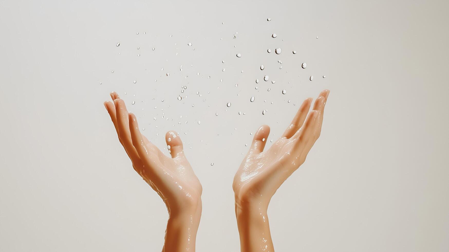 Sweaty hands with water droplets splashing around them. photo