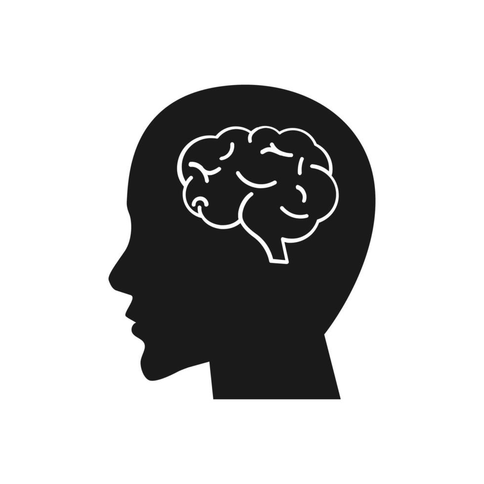 Head with brain, head . face profile . ai . artificial intelligence . vector