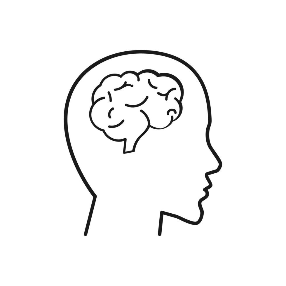 Head with brain symbol icon vector