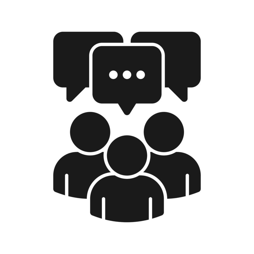 Conversation and communication icon. Meeting discussion, speech bubble, partnership or collaboration concept, working together, business people talk. vector