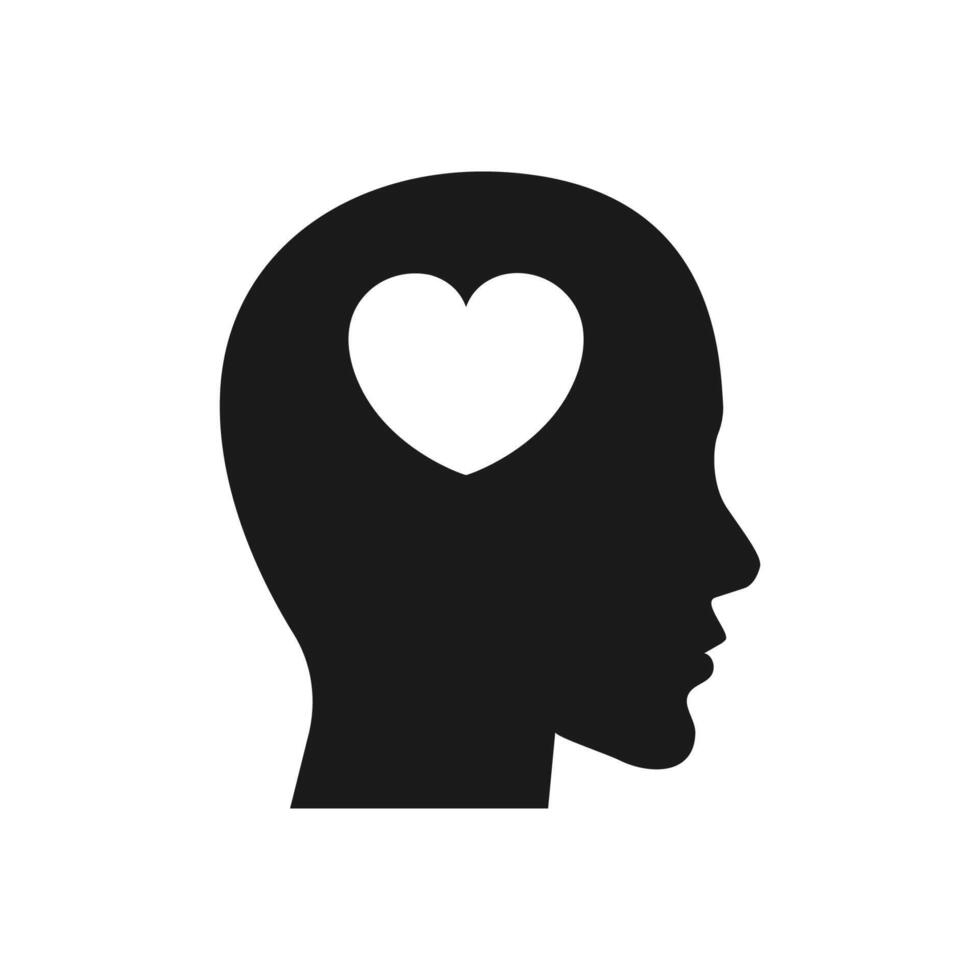 Human head with heart shape. vector