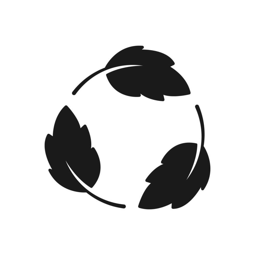 biodegradable recyclable plastic free package icon, recycle leaves label logo template. Set of green leaf recycle, means using recycled resources, recycling signs, recycle collection icon vector