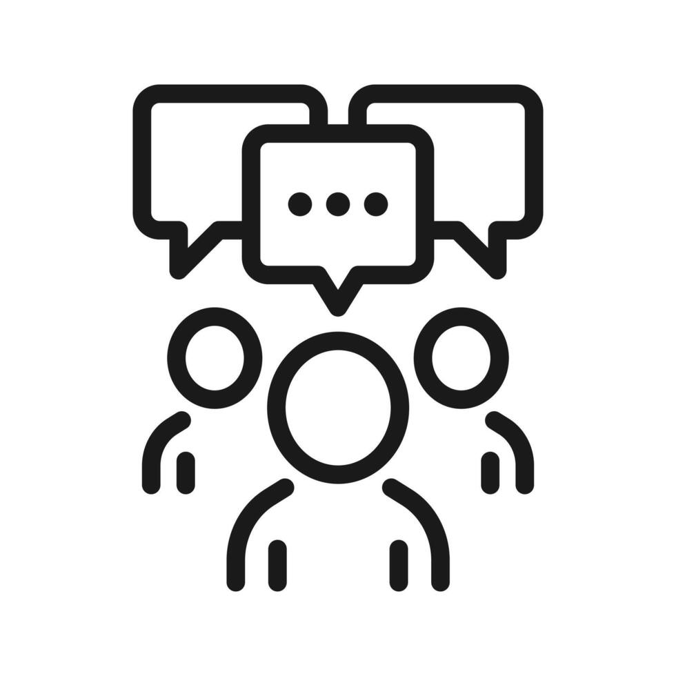 Conversation and communication icon. Meeting discussion, speech bubble, partnership or collaboration concept, working together, business people talk. vector