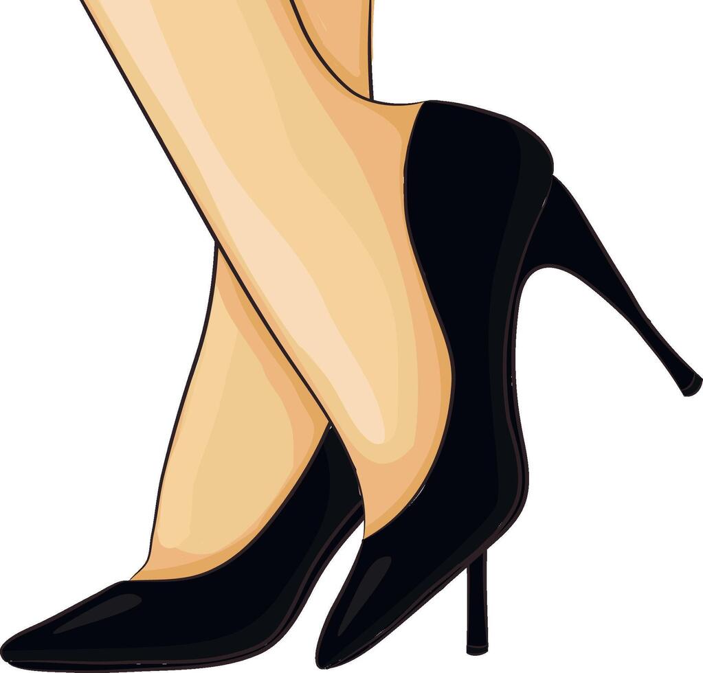 Legs in black shoes isolated on white vector