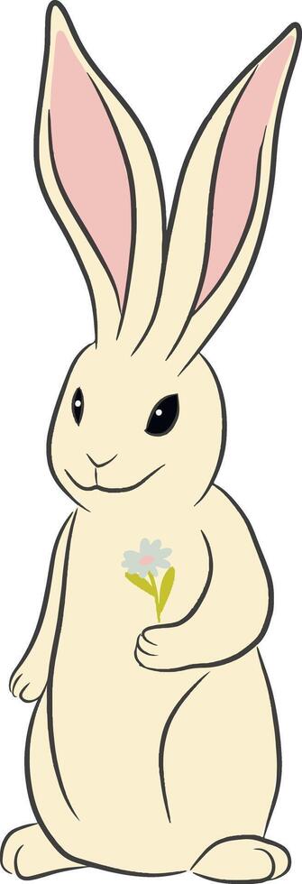 Rabbit easter with flower isolated on white vector