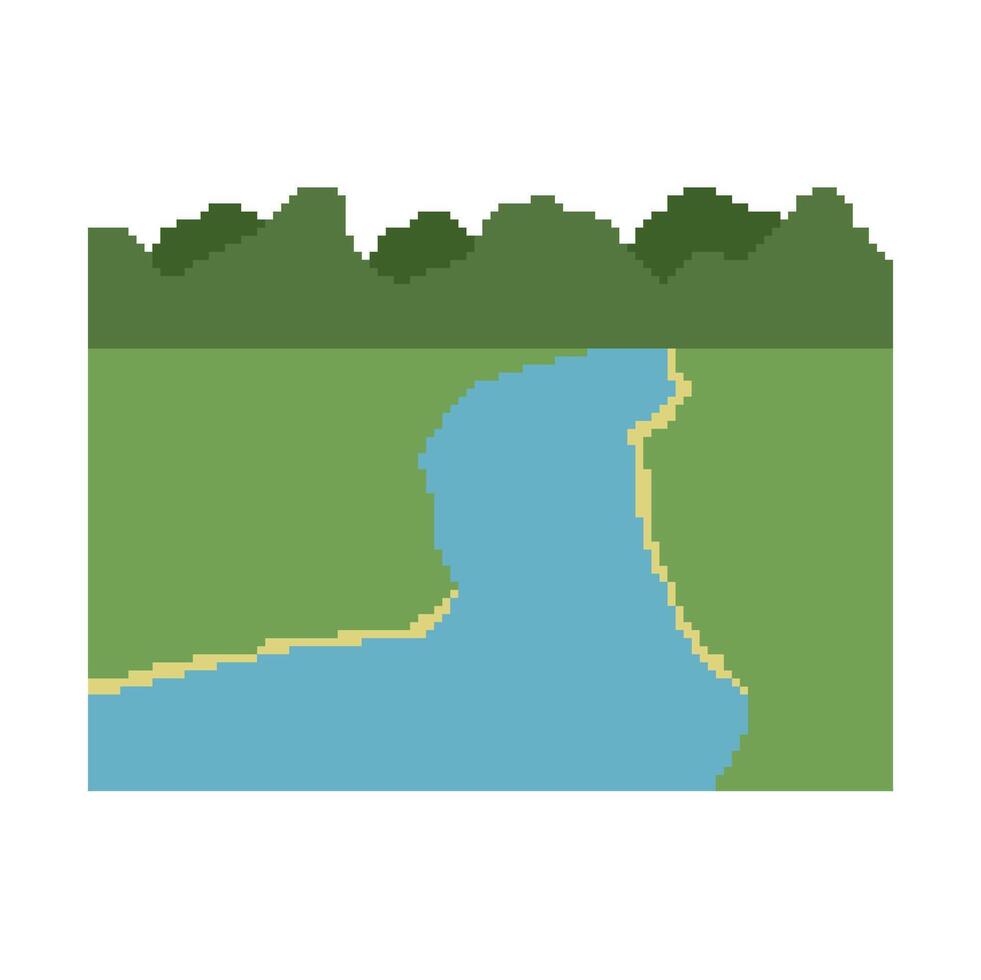 Meandering river nourishes green fields vector