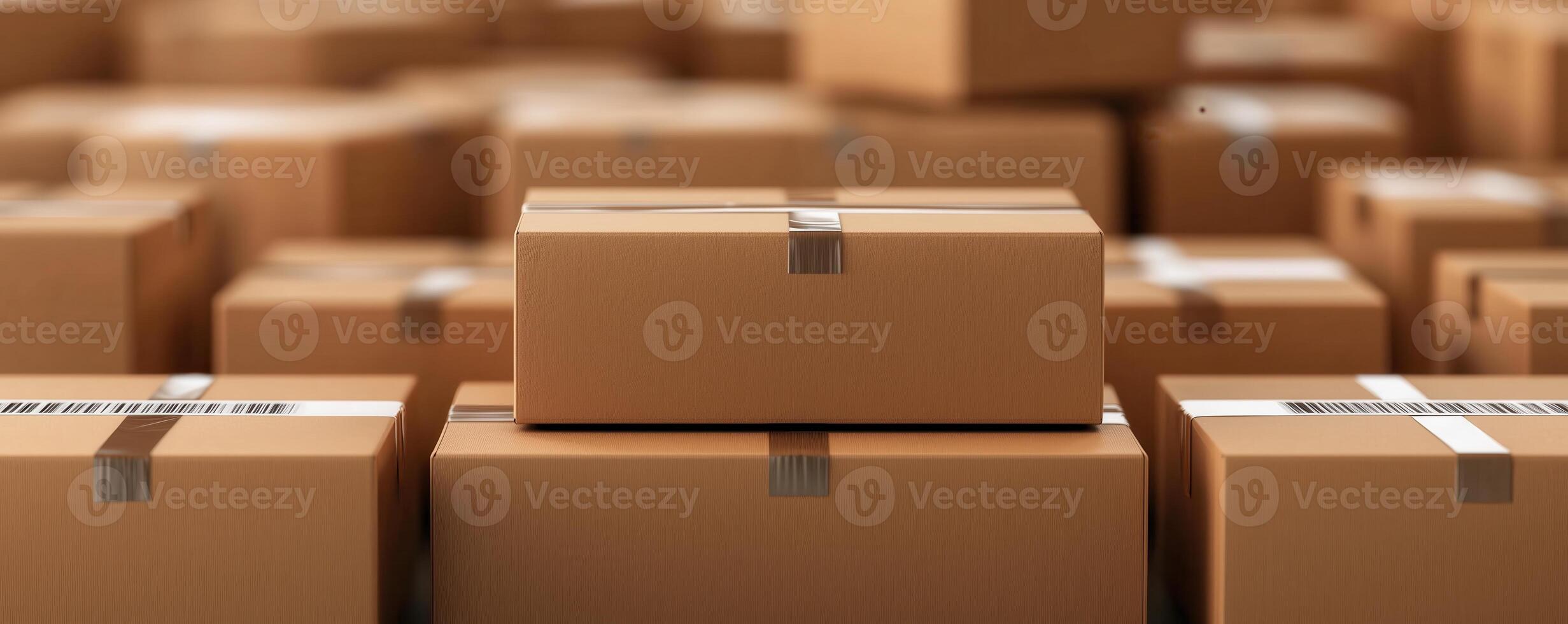 Detailed close-up of packaging materials and barcodes, logistics preparation, focus on supply chain processes photo