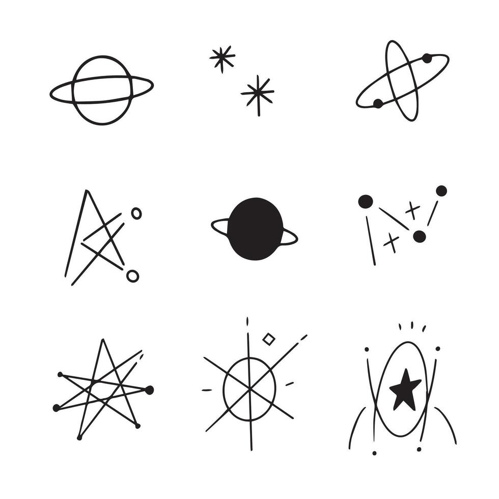 Abstract sparkle, star, planet universe hand drawn for element and illustration vector