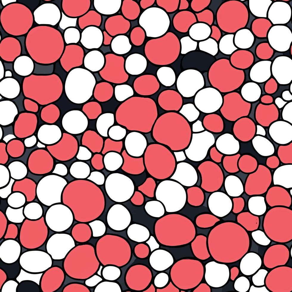 Abstract Red and White Polka Dot Pattern on Black Background - Modern Graphic Design vector