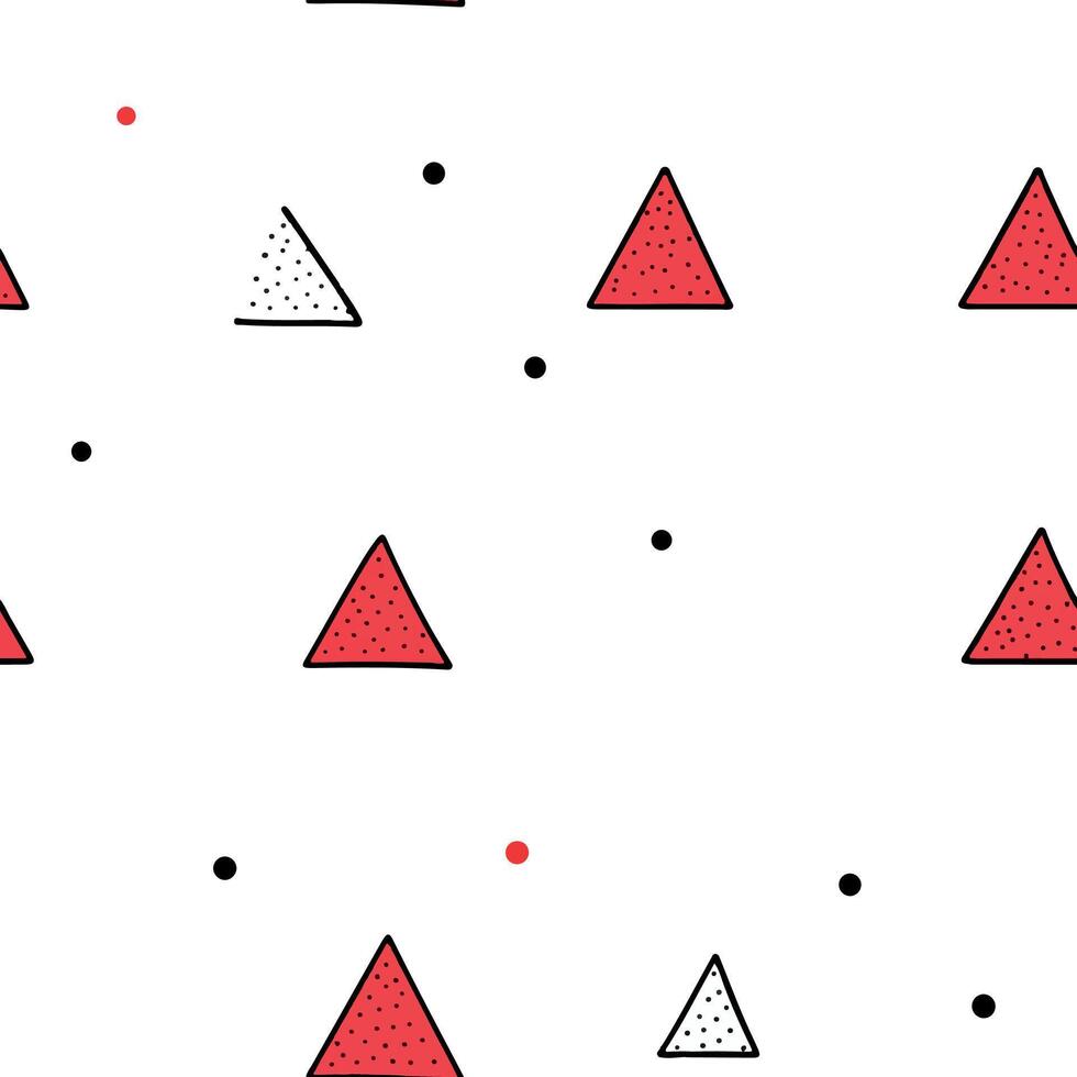 Minimalist Red and White Geometric Triangle Pattern with Black Dots on White Background vector