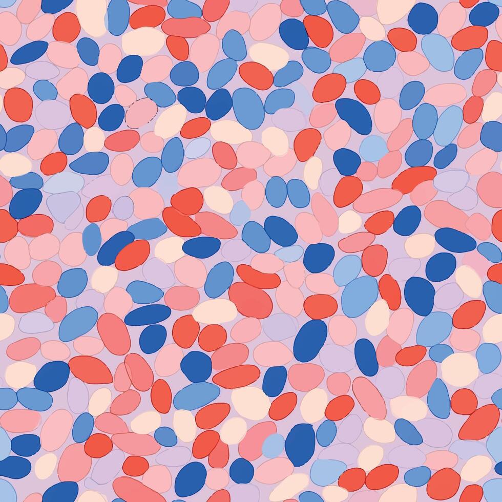 Colorful Abstract Pebble Pattern in Red, Blue, and Pink Tones vector