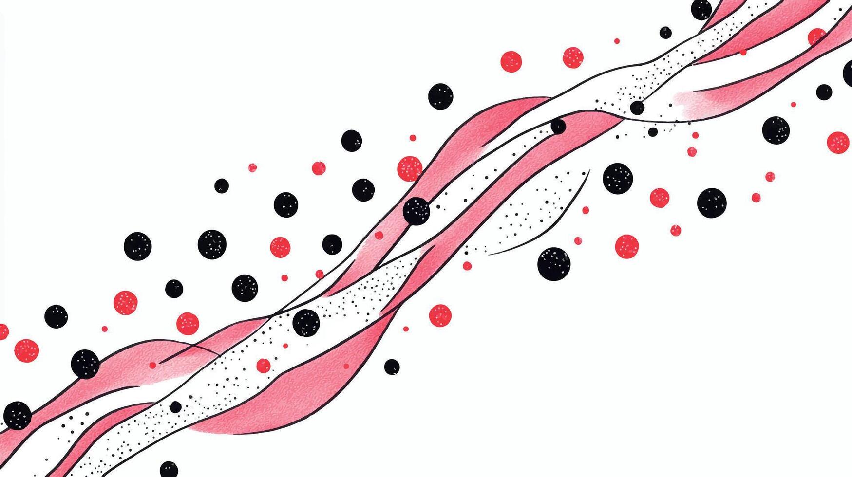 Abstract Red and Black Molecular Wave Background with Flowing Lines and Dotted Elements vector