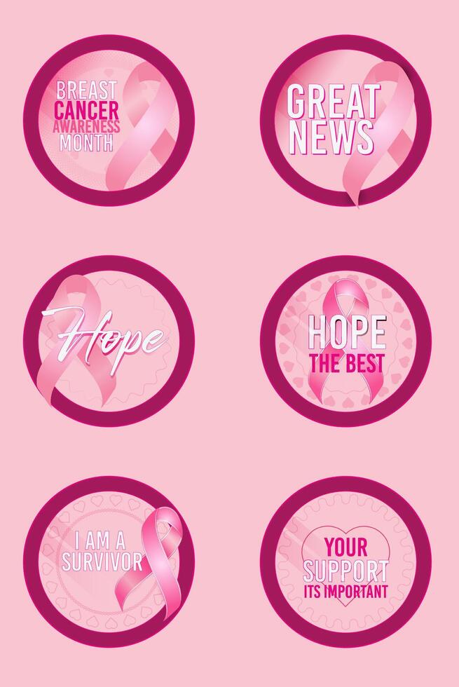 Breast Cancer awareness day circular badgets vector