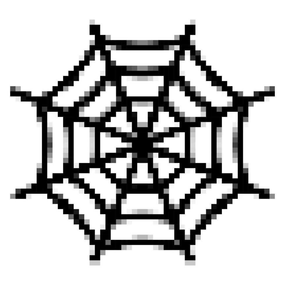 pixel art spider web icon on white background vector