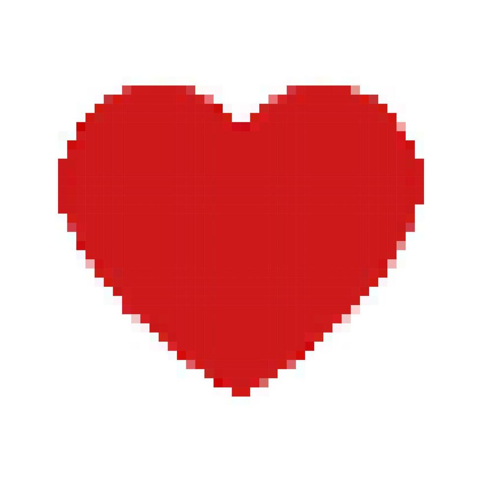 red love heart icon pixel art romance vector