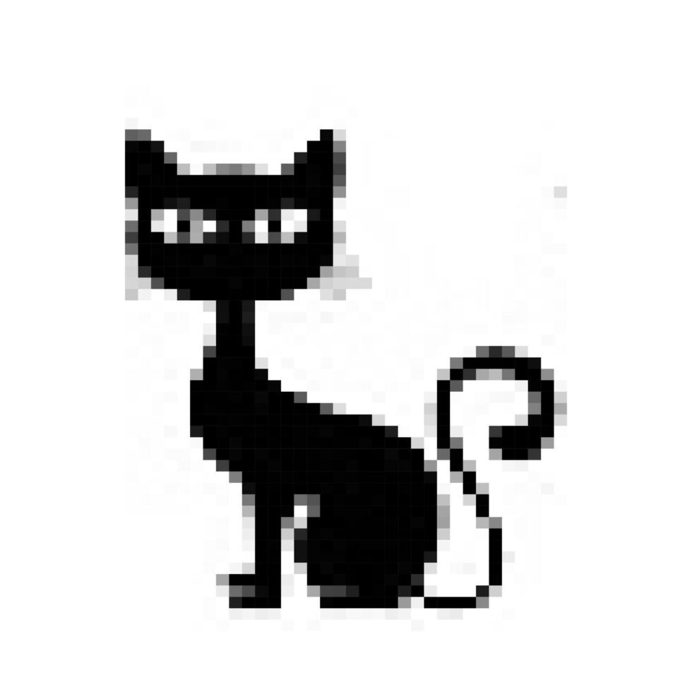 pixel art eye cat icon on white background vector